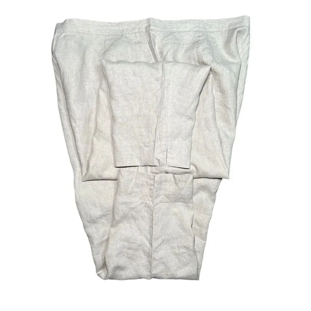 Kate Hill 100% Linen Wide-Leg High Waisted Pant Sz: 22w
